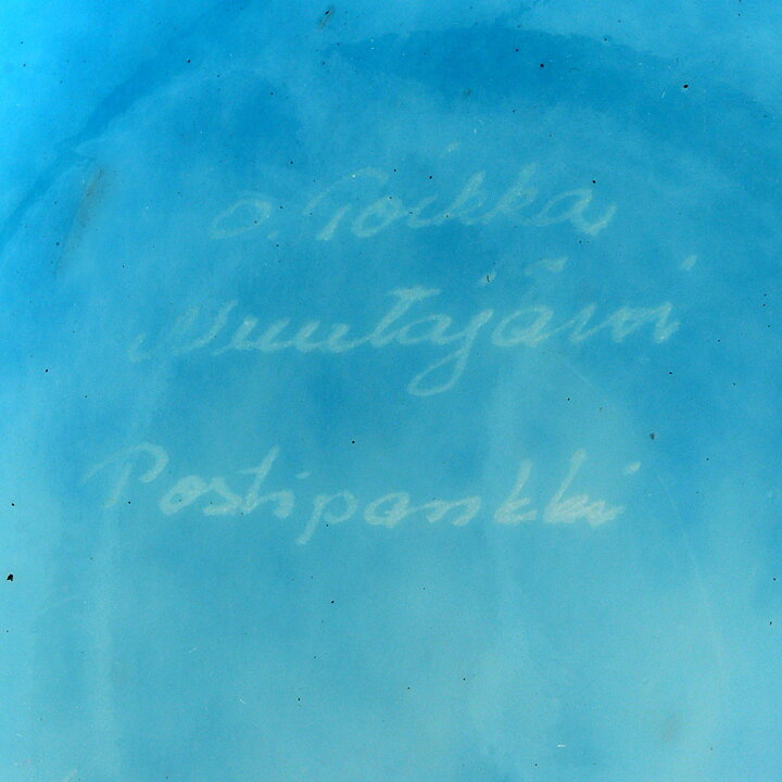 オイバ・トイッカ  ガラスの鳥  「Blue Willow Grouse」 (青いカラフトライチョウ)  13/9cm  1989年  Postipankki