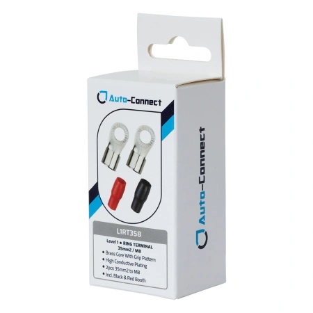 Auto-Connect röd och svart ringkabelsko M8, 35 mm² - 2