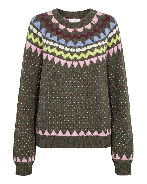 Jumper Olanda mönstrad grön/rosa/blått