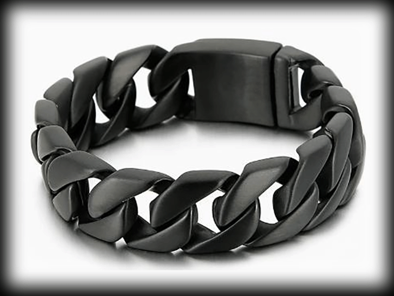 20 mm. Pansarlänk armband i svart stål. 