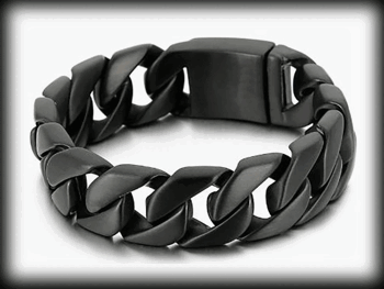 20 mm. Pansarlänk armband i svart stål. 