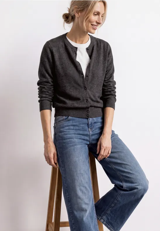Cosy Short Jacket Black Coffee Brun Stickad kofta