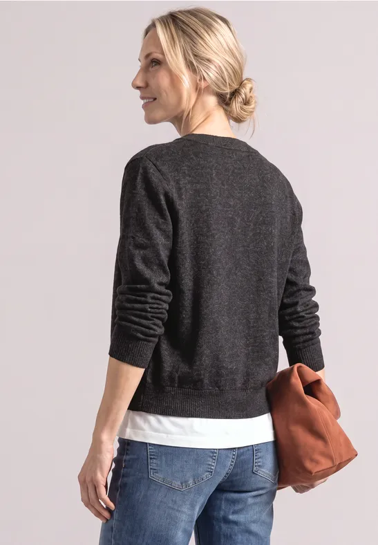 Cosy Short Jacket Black Coffee Brun Stickad kofta