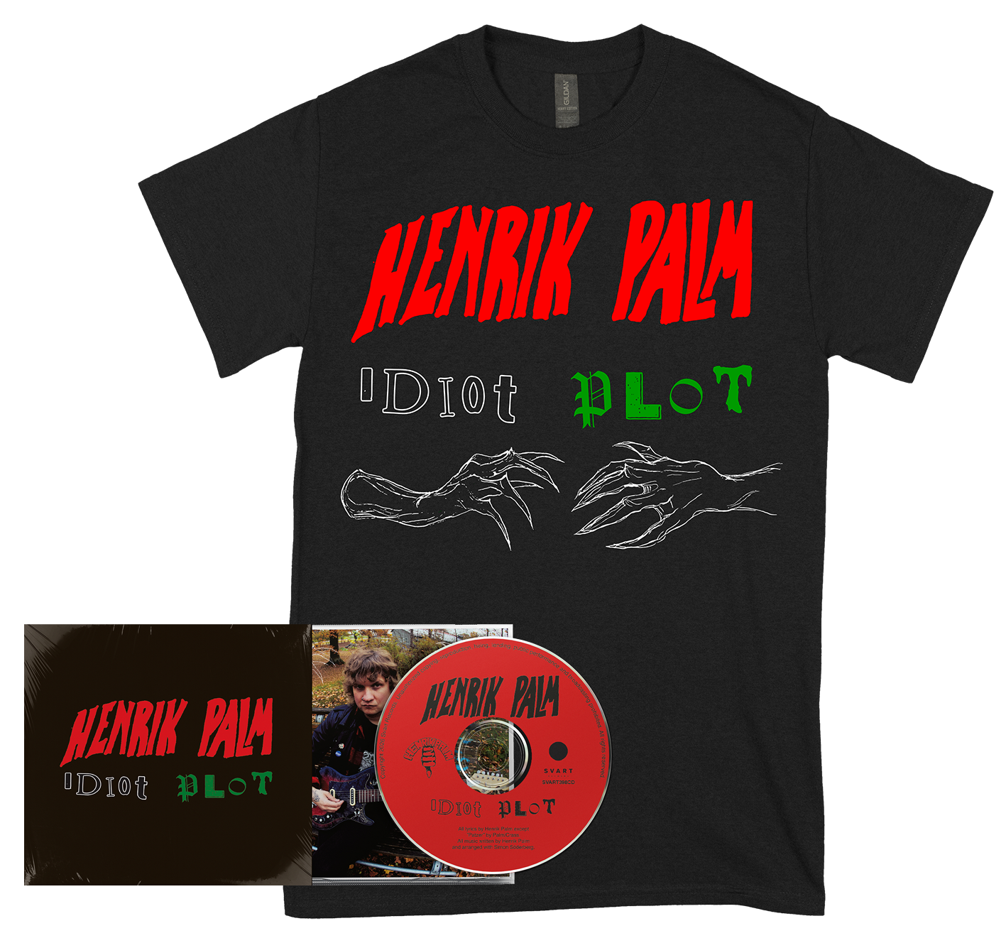 HENRIK PALM - Idiot Plot CD + Red Logo T-shirt BUNDLE (PRE-ORDER)