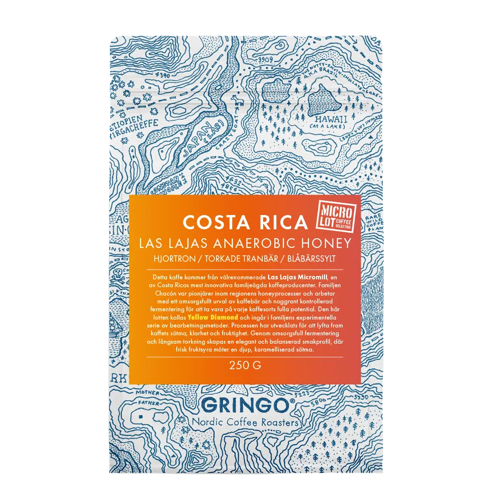 Gringo Nordic - Las Lajas Yellow Diamond Anaerobic Honey - Costa Rica - Ljusrostade hela kaffebönor - 250g