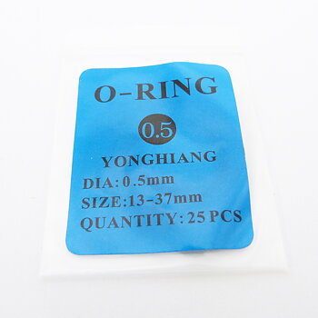 Sortiment 25 st o-ringar av gummi till boetter, 0,5 mm / 13-37 mm