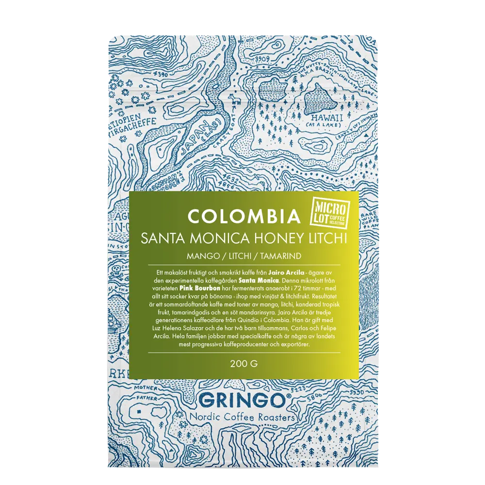 Gringo Nordic - Colombia Santa Monica Honey Litchi -  Pink Bourbon - Ljusrostade hela kaffebönor - 200g
