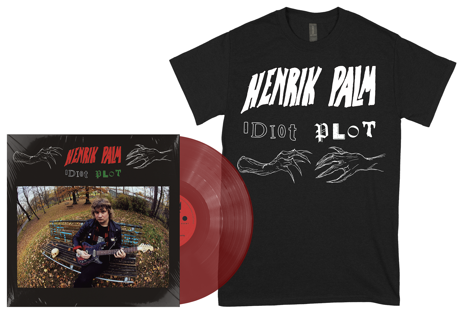 HENRIK PALM - Idiot Plot LP (Red vinyl) + White Logo T-shirt BUNDLE (PRE_ORDER)