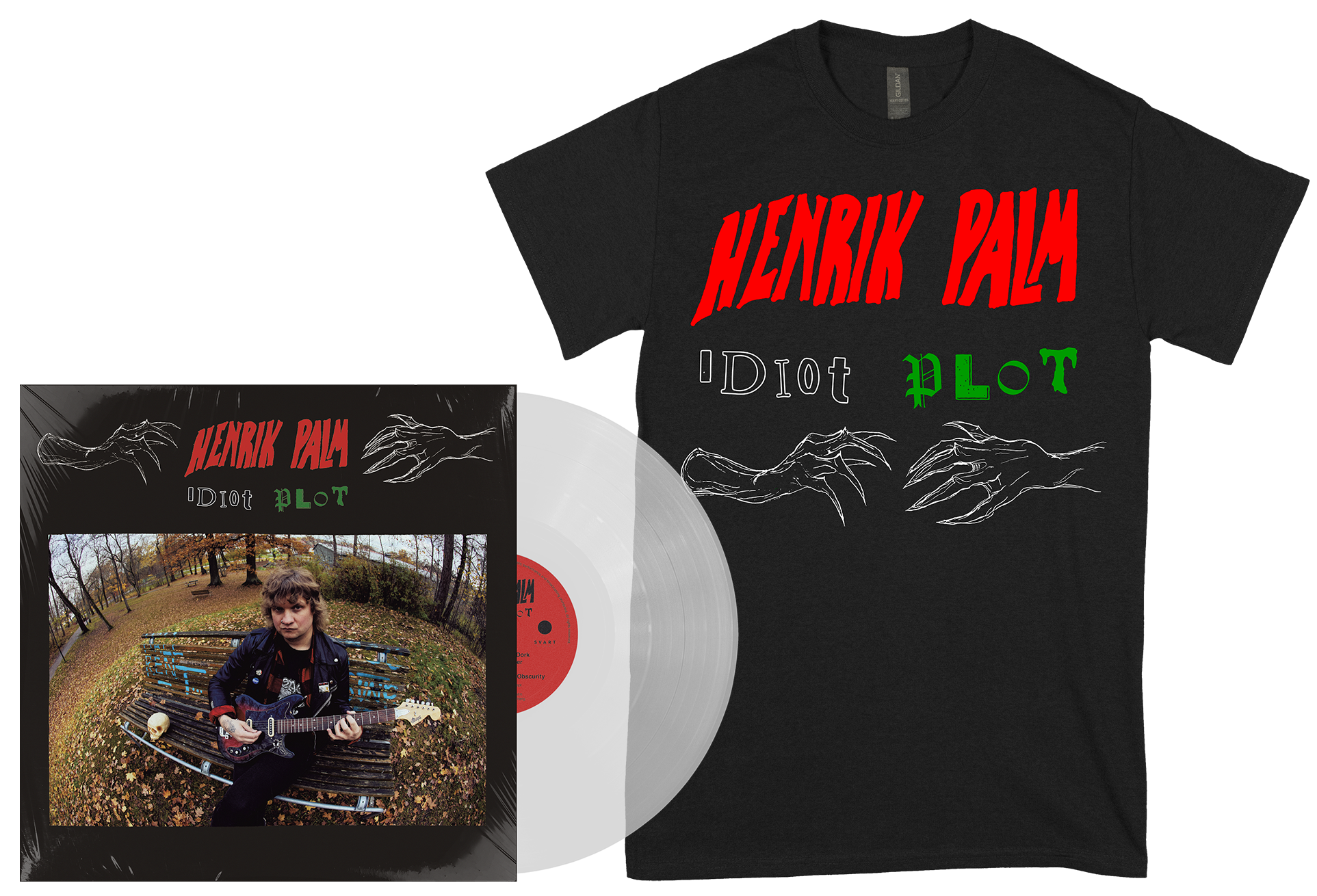 HENRIK PALM - Idiot Plot LP (Clear vinyl) + Red Logo T-shirt BUNDLE (PRE-ORDER)