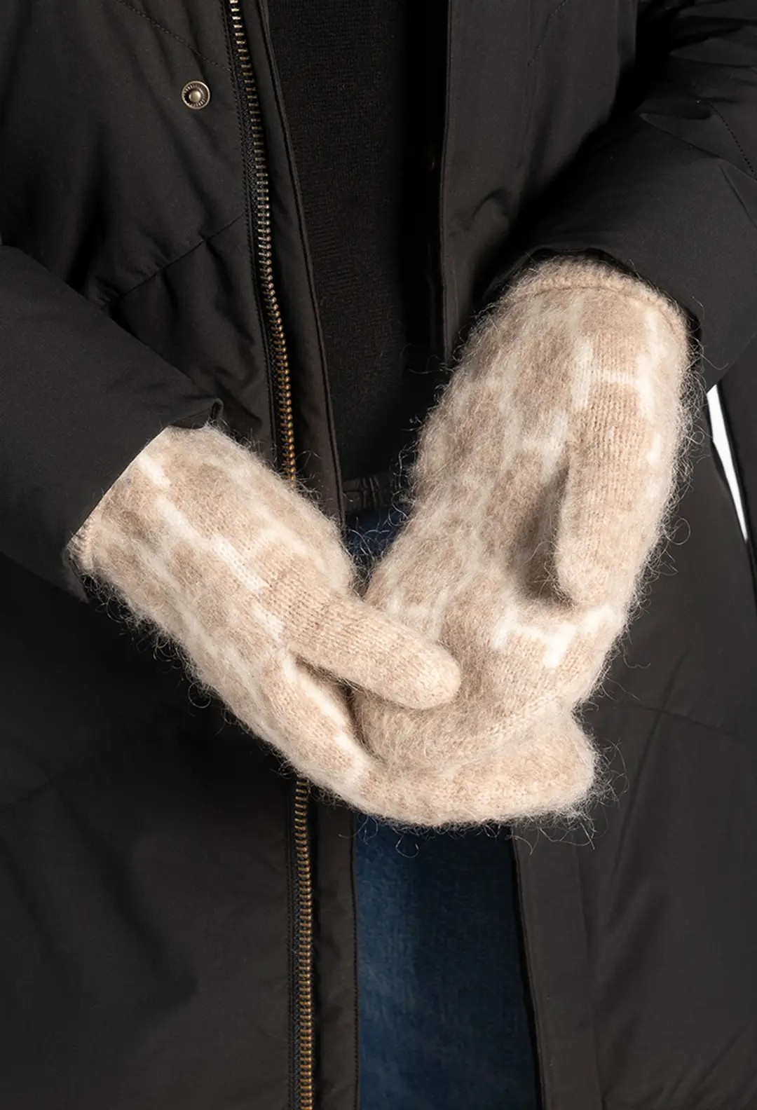 Gera Mittens - Light Brown Melange - HÉST