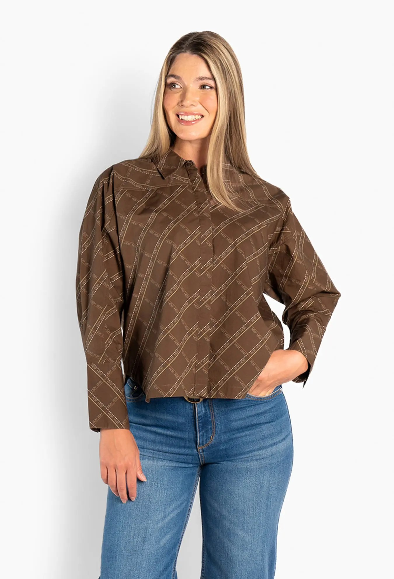 Senna Printed Shirt - Dark Earth - HÉST