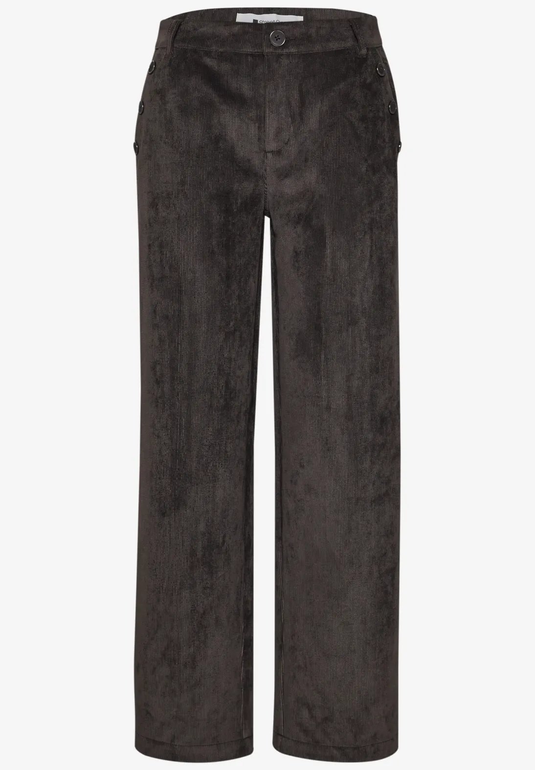 LTD QR Amalia Corduroy Pants - Black Coffee - Street One - 5