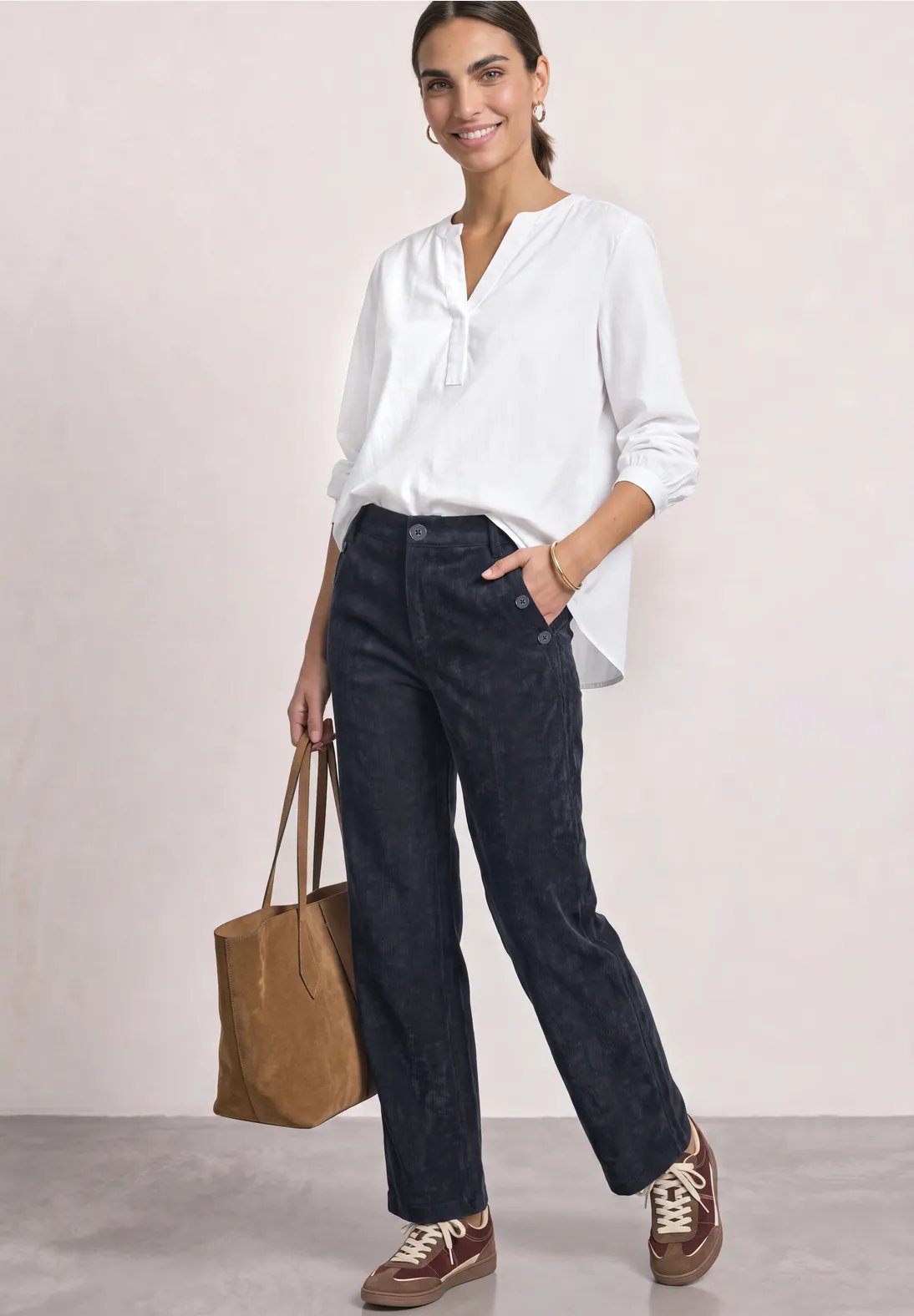 LTD QR Amalia Corduroy Pants - Indigo Blue - Street One