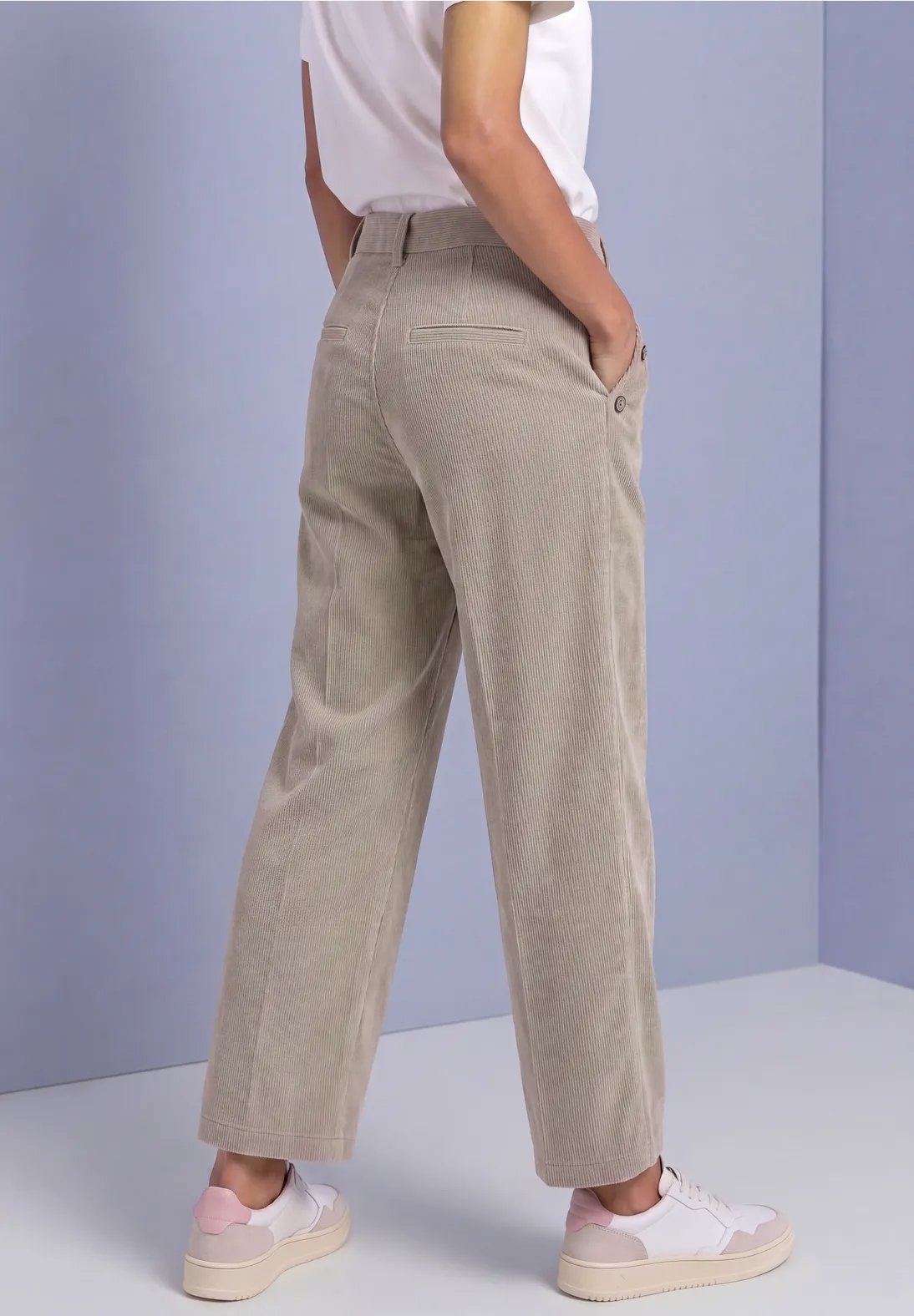 LTD QR Amalia Corduroy Pants - Fading Sand - Street One - 3