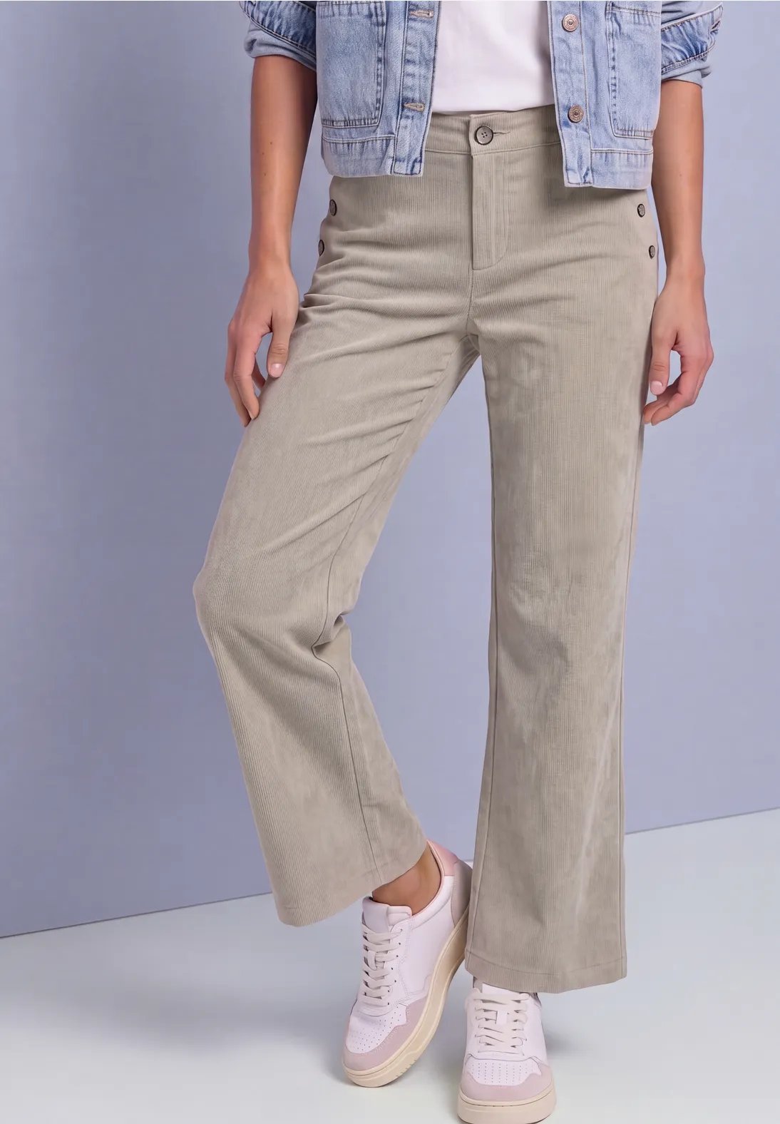 LTD QR Amalia Corduroy Pants - Fading Sand - Street One