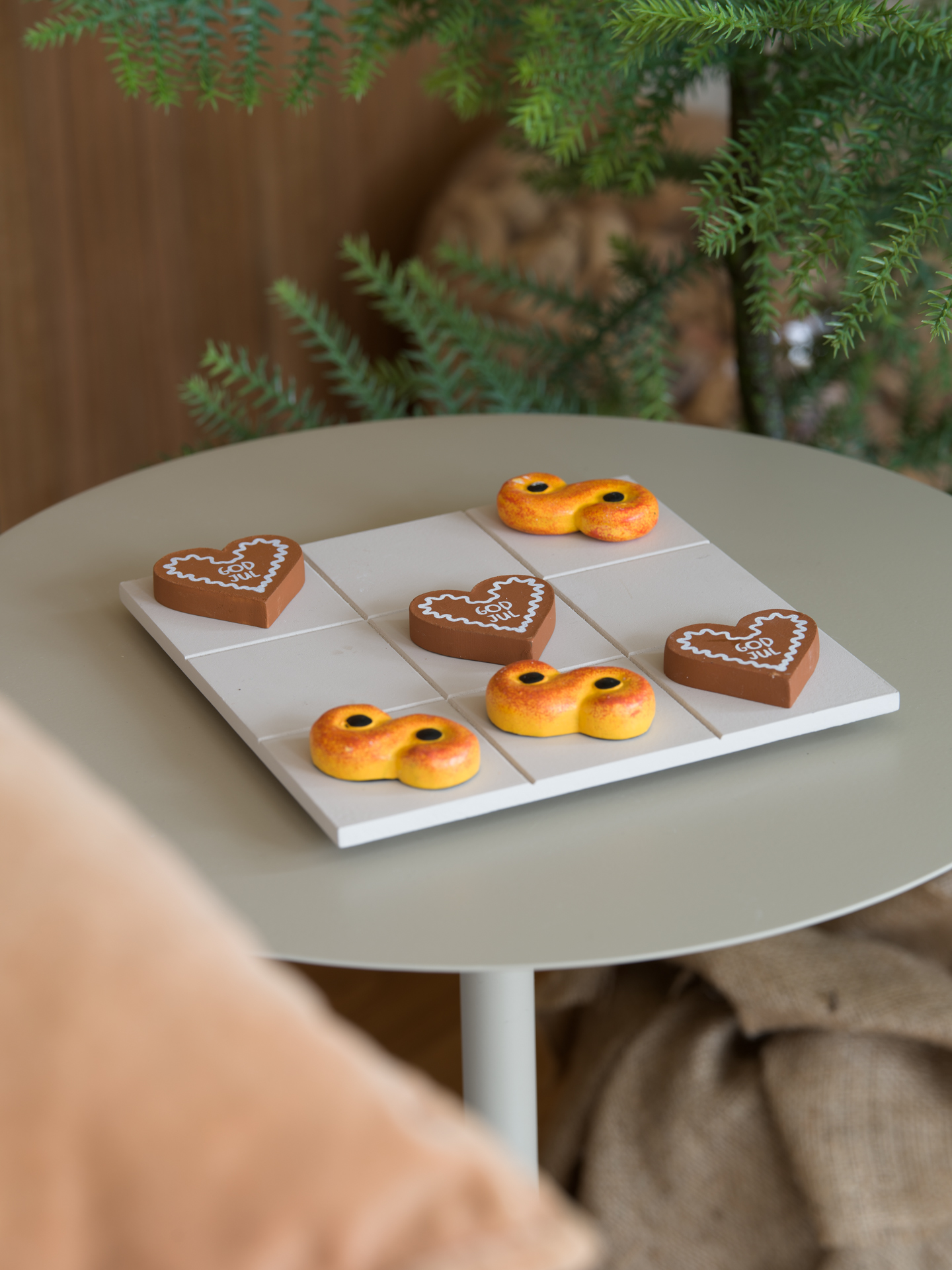 Brädspel 3 i rad Trä Lussekatt/Pepparkaka