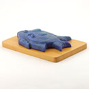 Gunnar Nylund (1950s) Blue Fish Relief Wall Plaque on Wooden Background 24 cm