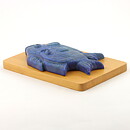 Gunnar Nylund (1950s) Blue Fish Relief Wall Plaque on Wooden Background 24 cm