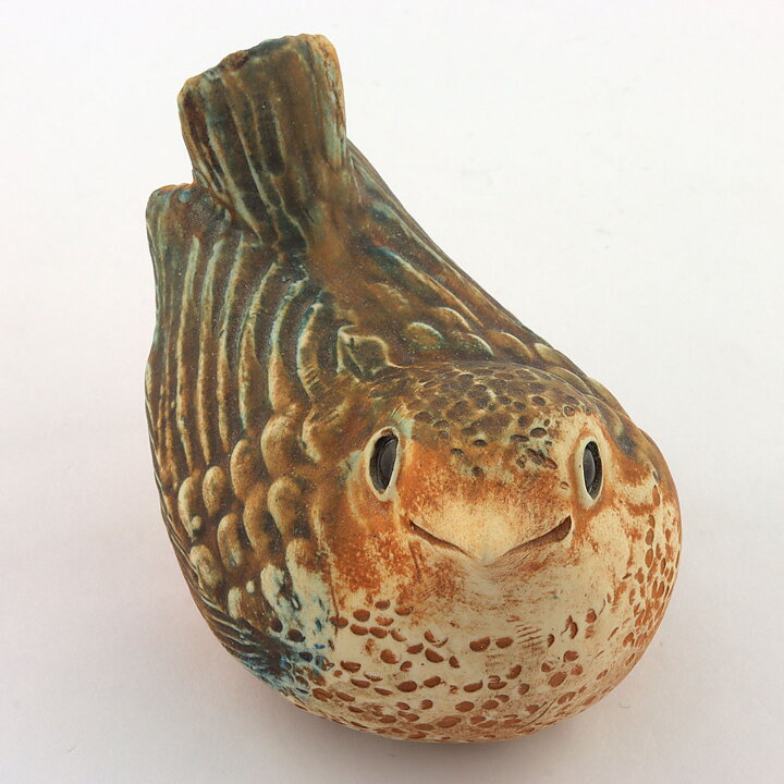 Poul Hauch Carlsen (1960s) Rounded Bird in Earthy Colors 8 cm (2)