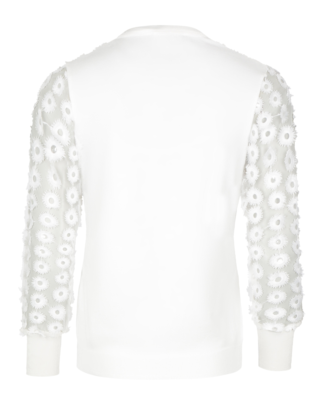 Jumper med spetsblommor på ärm offwhite - 2