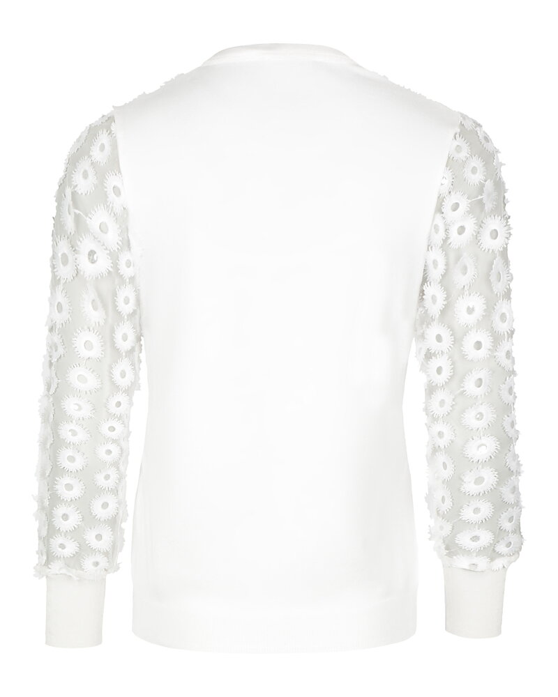 Jumper med spetsblommor på ärm offwhite
