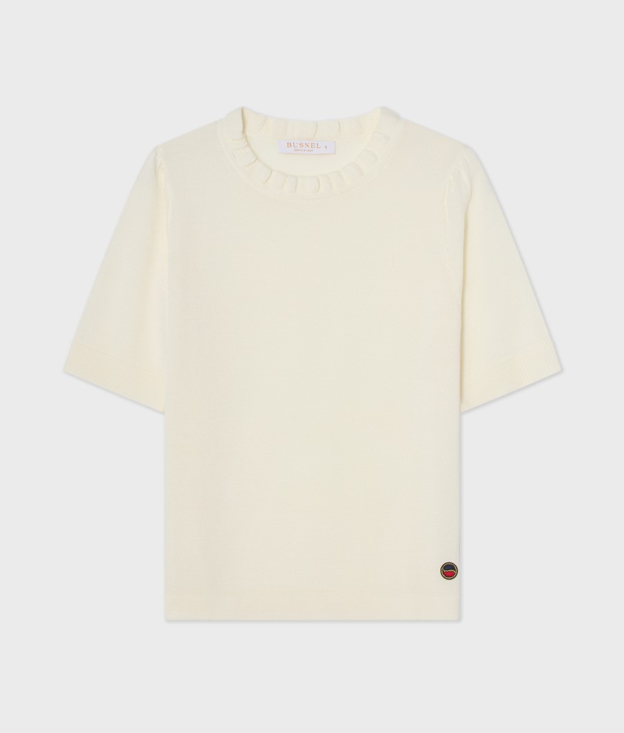 Busnel Minna Short Sleeve Wool Top, Ecru