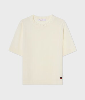 Busnel Minna Short Sleeve Wool Top, Ecru