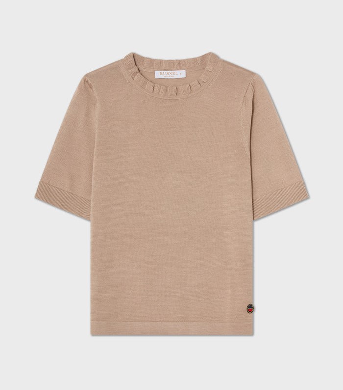 Busnel Minna Short Sleeve Wool Top, Oat
