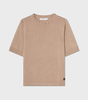 Busnel Minna Short Sleeve Wool Top, Oat