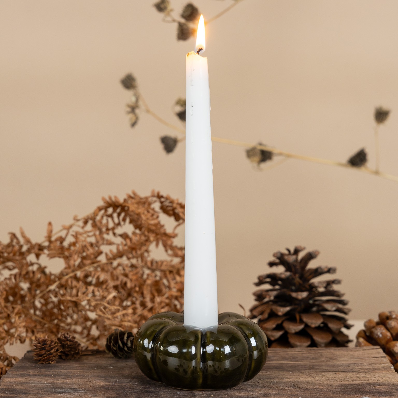 Ljusstake Pumpa - Glaserad keramik