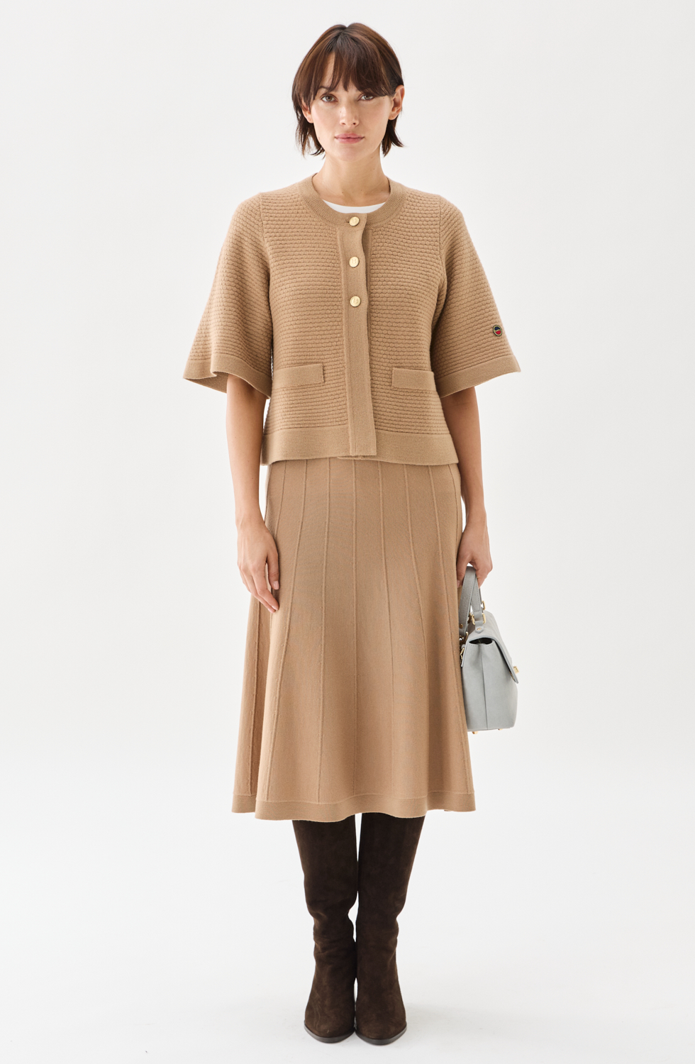Busnel Palmer Textured Cotton Cardigan, Salty Caramel - 3