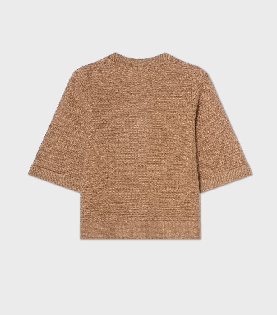 Busnel Palmer Textured Cotton Cardigan, Salty Caramel - 2