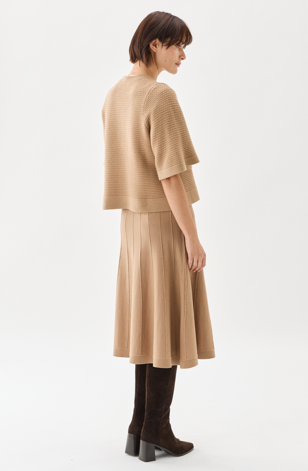 Busnel Palmer Textured Cotton Cardigan, Salty Caramel - 4