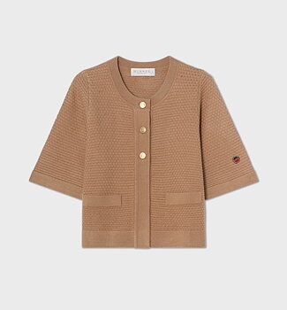 Busnel Palmer Textured Cotton Cardigan, Salty Caramel