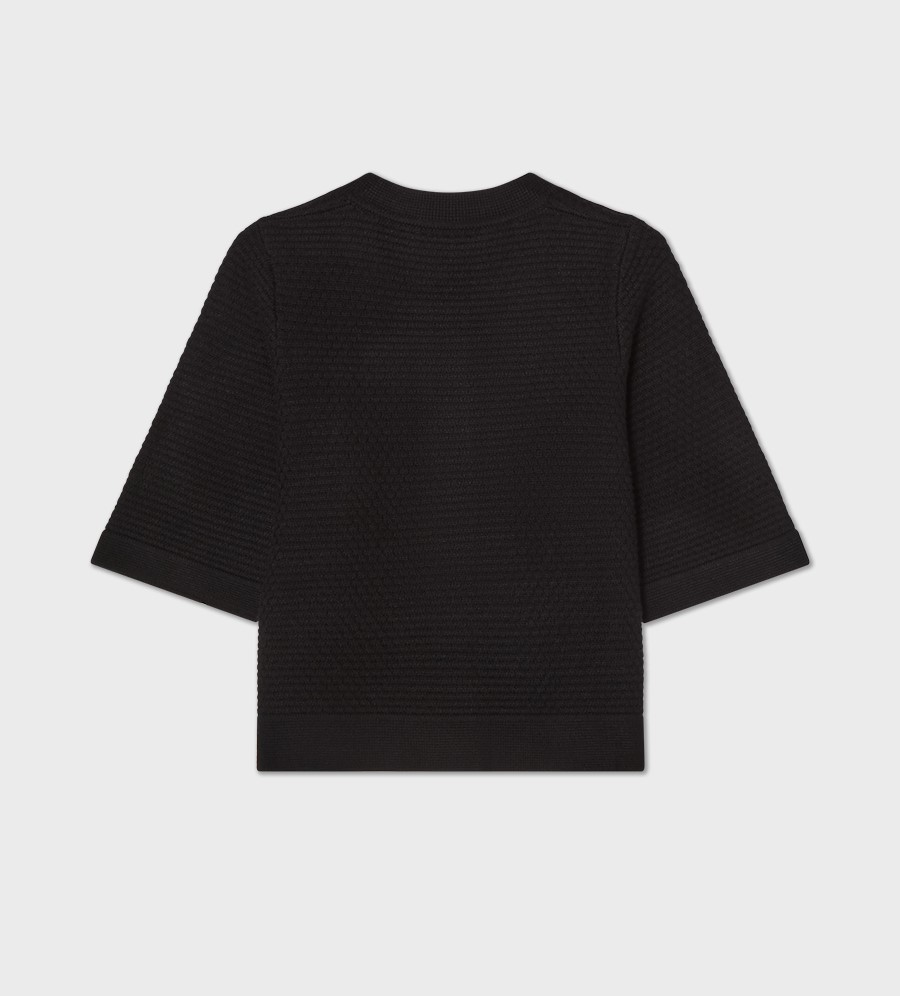 Busnel Palmer Textured Cotton Cardigan, Black - 2