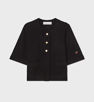 Busnel Palmer Textured Cotton Cardigan, Black