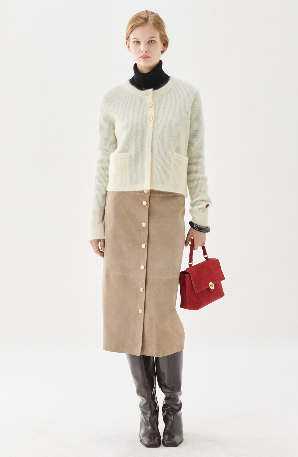 Busnel Sienna Ribb Cardigan, Ecru - 4