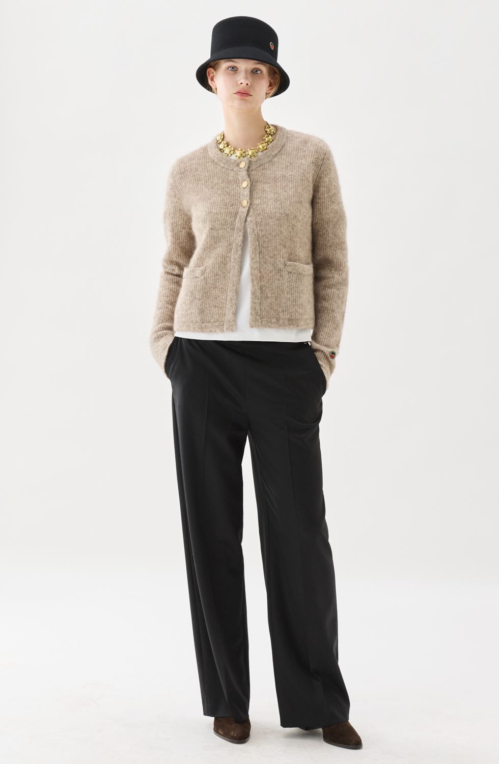 Busnel Sienna Ribb Cardigan, Mel Melange - 5