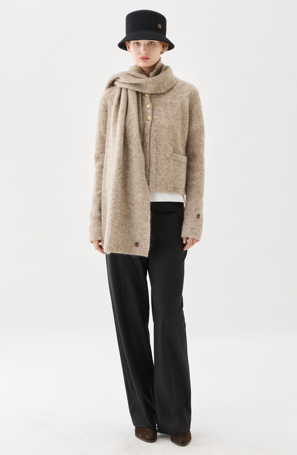 Busnel Sienna Ribb Cardigan, Mel Melange - 3