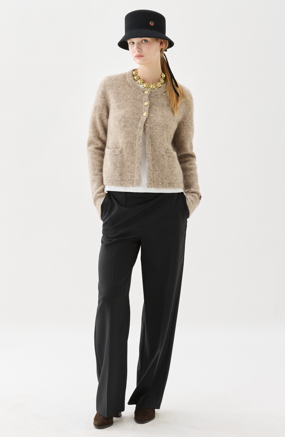 Busnel Sienna Ribb Cardigan, Mel Melange - 6