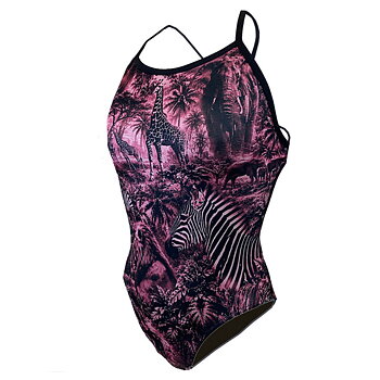 Girls' Safari Pink Tie-Back Swimsuit - Lane 4