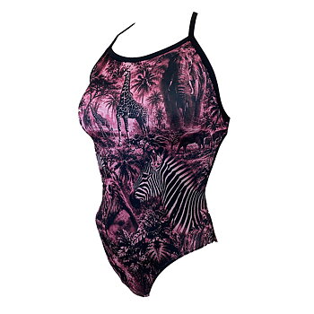 Girls' Safari Pink Tie-Back Swimsuit - Lane 4