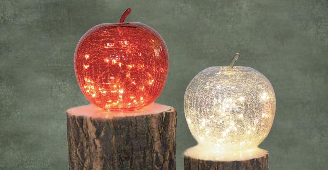 Bordslampa - Äpple - Glas - Röd - Timer/Dimmer - 22x20 cm - 6