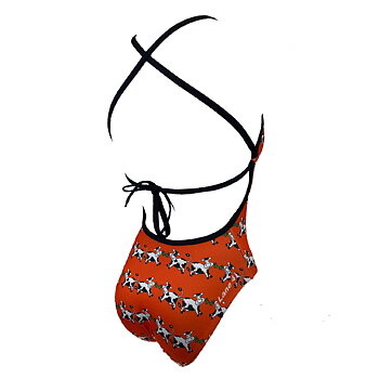 Women's Cow Orange Tie-Back Swimsuit - Lane 4
