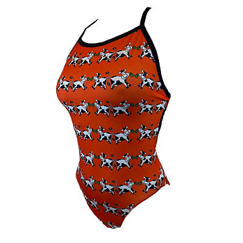 Girls' Cow Orange Tie-Back Swimsuit - Lane 4