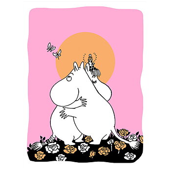 Dubbelvikt Muminkort - Mumin & Snorkfröken kramas