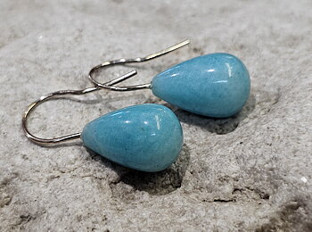 Amazonite drops, solid 925 silver hook