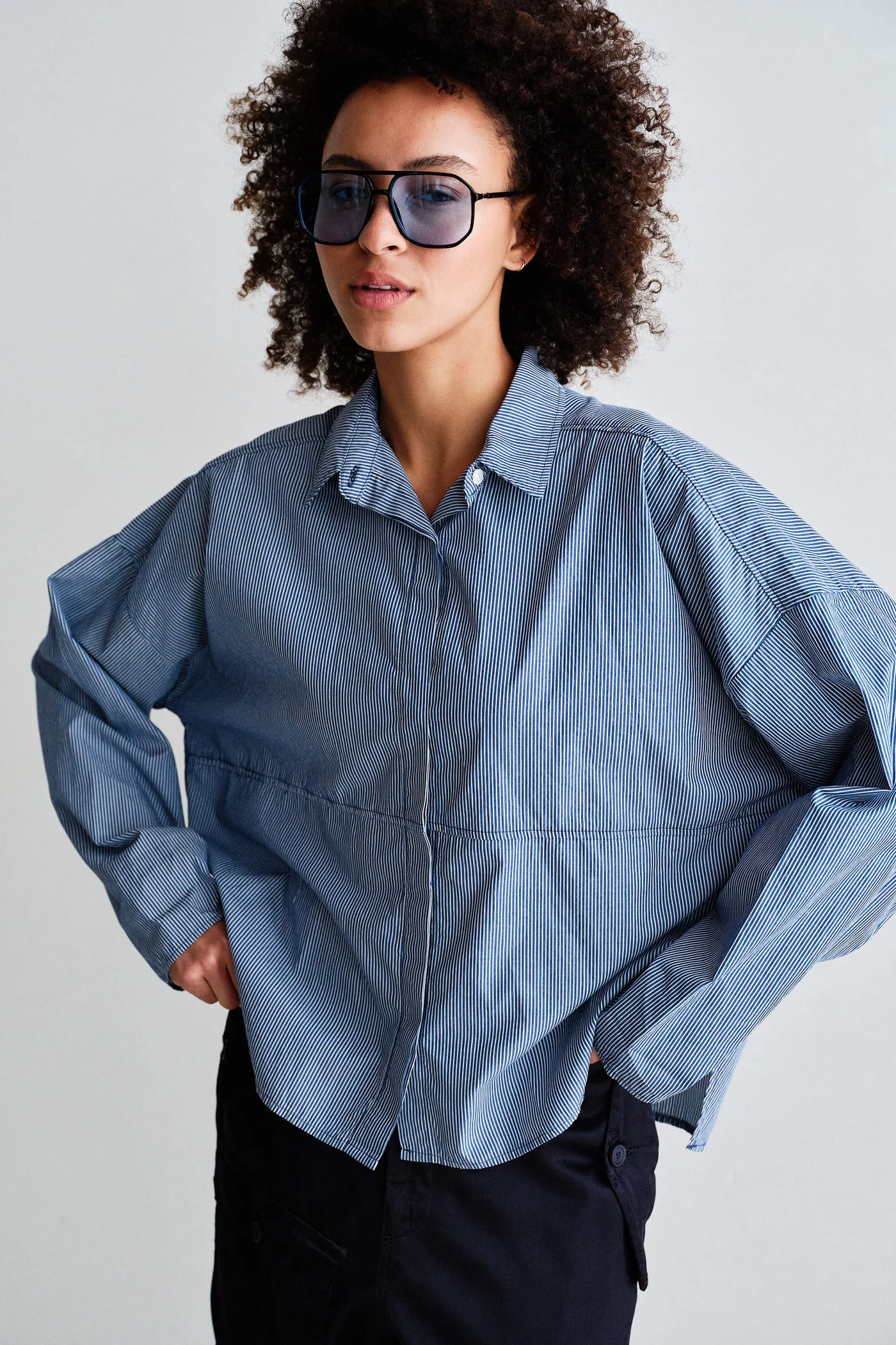PENN&INK Blouse Blue Stripe - 2