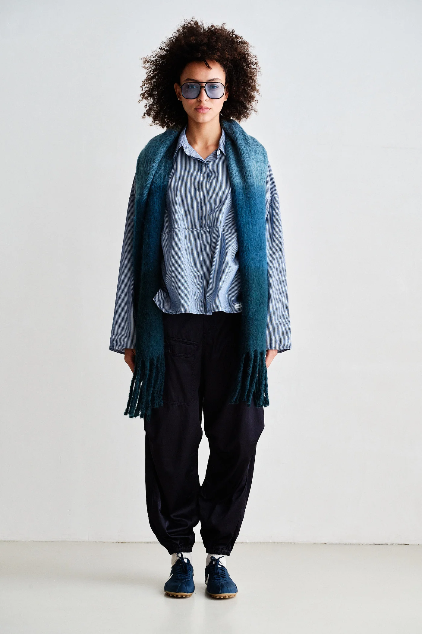 PENN&INK Blouse Blue Stripe - 7