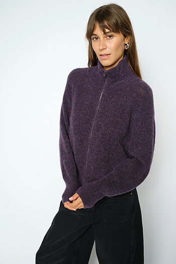 Mos Mosh - MMThora Knit Zip Cardigan Sweet Grape 